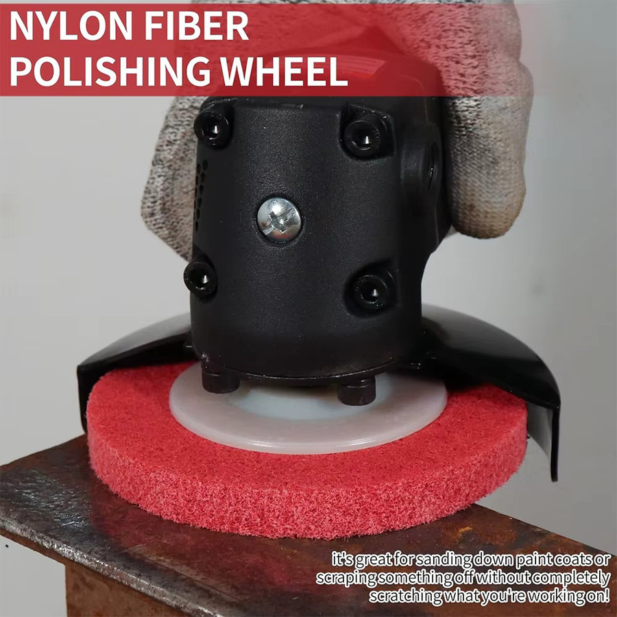 SI FANG Schleifscheiben Set aus roter Nylonfaser, flache Polierscheiben mit 9P Härte für Winkelschleifer, Durchmesser: 10,16 cm, Breite: 1,59 cm - Bild 5