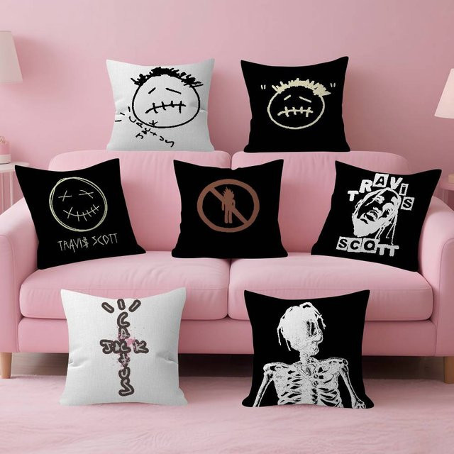 Kayou Kissenbezug Travis Scott Anime Design, quadratisches Dekokissen für Sofa und Heimdekoration, Breite: 30 cm, Höhe: 30 cm - Bild 1