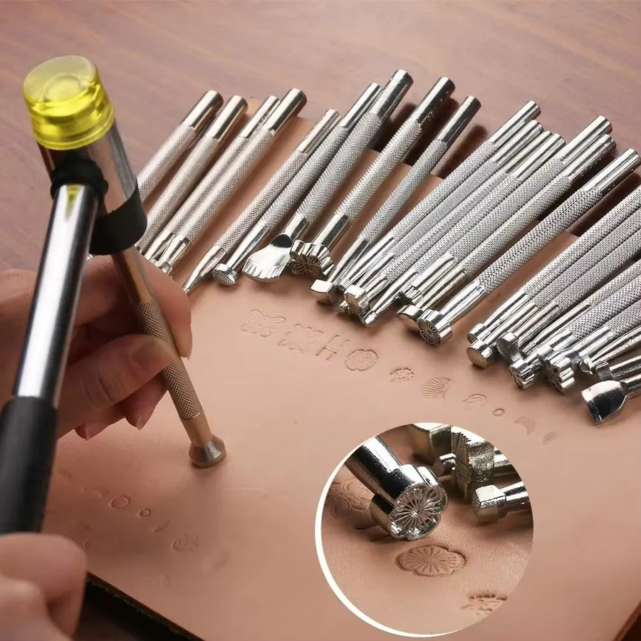 20-teiliges Metall Lederstempel Set für Sattler und DIY Lederhandwerk in Silber - Bild 3