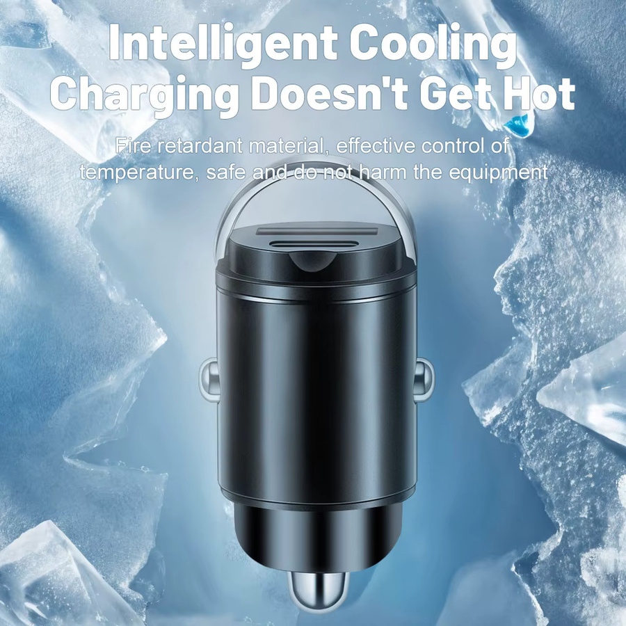 Mini 200W USB C PD QC Auto Ladegerät mit Pull Ring für iPhone, Xiaomi, Samsung und Huawei in Schwarz - Bild 6