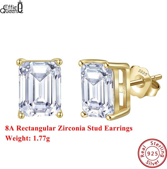 Effie Queen Ohrstecker 925 Silber, Gold, Zirkonia, Damen - Bild 1