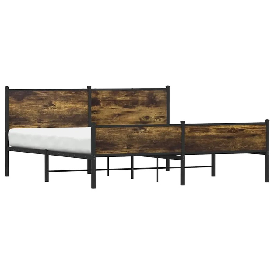 vidaXL Metallbett in Räuchereiche ohne Matratze, B/T/H: 187 x 91,5 x 187 cm - Bild 2
