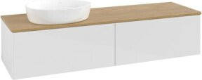 V&B Waschtischunterschrank Antao ohne Frontstruktur in Eiche Honig und Weiß, B: 160 cm, T: 50 cm - Bild 1