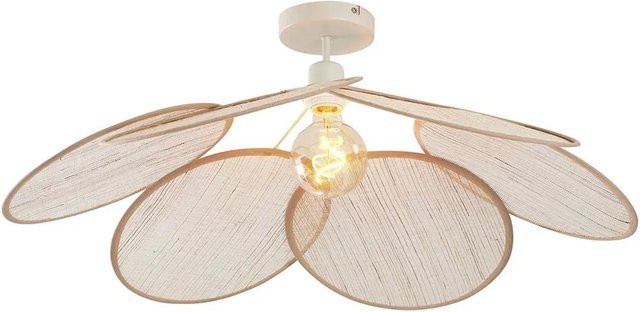 QAZQA Japandi Deckenleuchte Aisha mit Leinenschirm in Creme und Beige - Bild 1