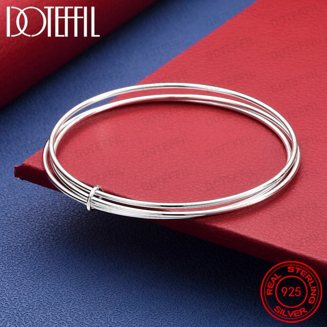 DOTEFFIL Dreifachlinien-Armreif, 925 Sterlingsilber, Herren und Damen - Bild 1
