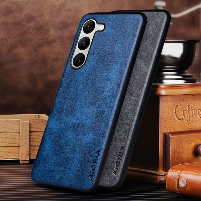 Stoßfeste Lederhülle für Samsung Galaxy S21 S22 S23 S24 Ultra Plus FE in Rot oder Blau - Bild 1