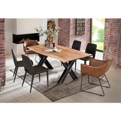 SIT Esstisch TABLES & CO aus Akazienholz in Braun mit Live Edge Design, H: 77 cm, B: 90 cm, T: 82,5 cm - Bild 4