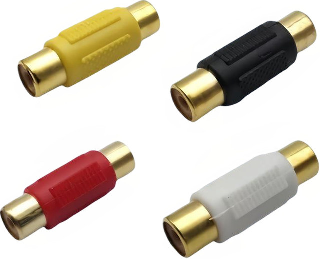 OULLX RCA Audio-Konverter Stereo-Stecker Buchse-zu-Buchse Koppler in Gold und Gelb - Bild 1