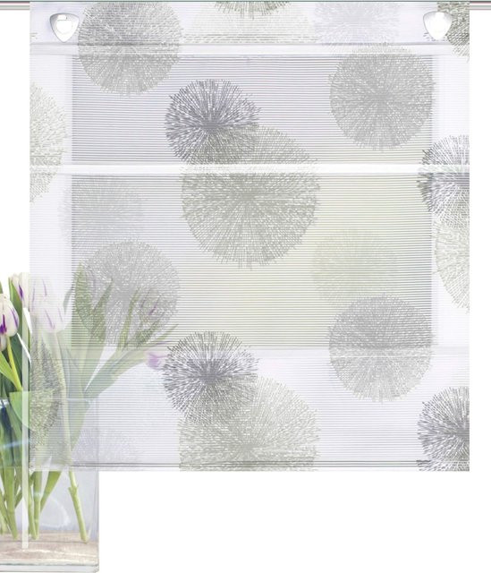 Raffrollo Heine Home in Beige, gestreift, semi-transparent, aus 100% Polyester, B: 130 cm, H: 45 cm - Bild 1