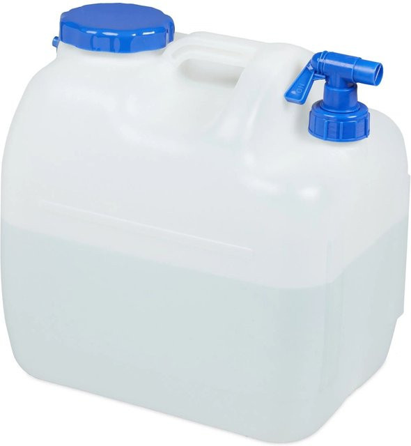 Relaxdays Wasserkanister aus HDPE in Weiß mit Hahn, 23 l - Bild 1