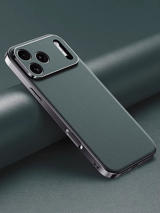 LANGSIDI Luxus Leder Handyhülle mit Linsenschutz für iPhone 17 16 15 Pro Max und iPhone 17 Pro 16 Pro in Orange und Schwarz - Bild 2