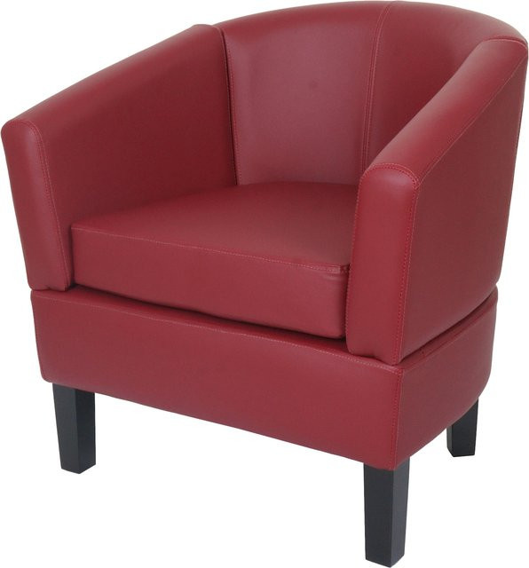 Lounge-Sessel MCW-O17 aus Kunstleder in Rot mit Armlehnen und Fuß - Bild 1