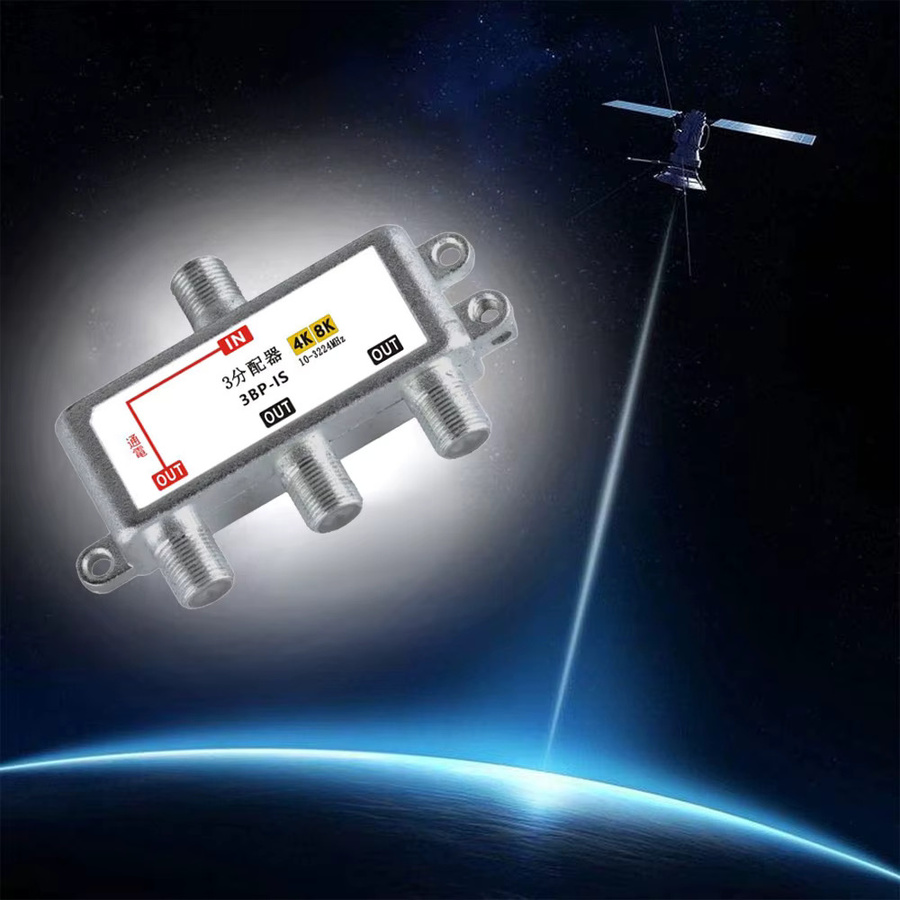 3 in 1 Satellite Splitter Diplexer 10-3224 MHz für TV, Kabel und 4K/8K SAT/ANT Signale, Farbe: Silber - Bild 2