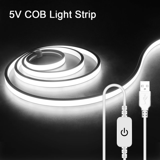 CHNAITEKE Dimmbarer COB-LED-Streifen in Natural White mit Touch-Sensor, USB-Betrieb, wasserdichtes lineares Licht für Küchenschränke und Möbel-Hintergrundbeleuchtung - Bild 1