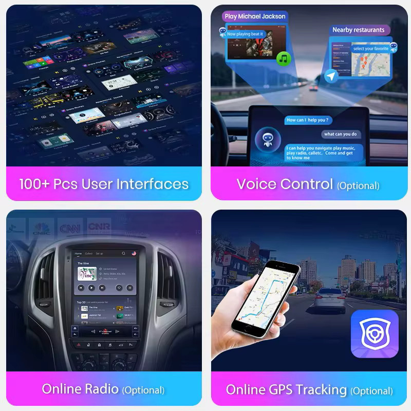 Junsun Tesla Stil Android Auto und CarPlay Radio für Buick Regal und Opel Insignia 2014-2018 in Schwarz mit WiFi, GPS und Bluetooth - Bild 3