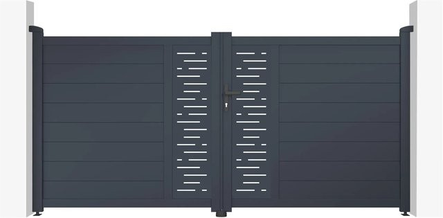 Casanoov Elektrisches Flügeltor Arlberg aus Aluminium in Grau inklusive Drehtorantrieb Ranger B150, Breite: 305 cm, Höhe: 145 cm - Bild 1