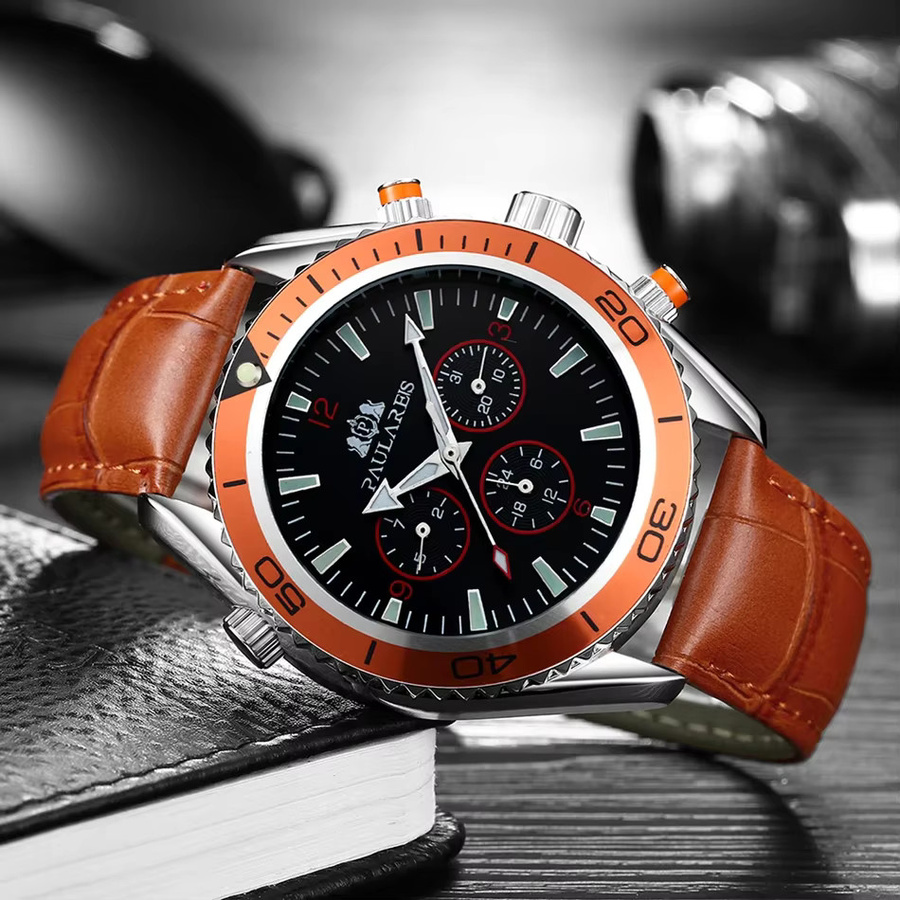 PAULAREIS P Armbanduhr Automatik, Edelstahl, Leder, Schwarz, Herren - Bild 4