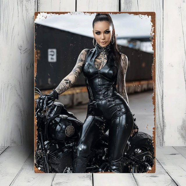 HELLOYOUNG Vintage Motorrad Metall-Wandkunst in Schwarz als Retro-Garagendekoration - Bild 1