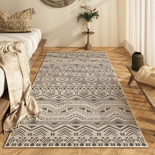 Lodestar Ethnisch Geometrischer Teppich in Beige, Rutschfest und Waschbar, B/T: 80 x 120 cm - Bild 1