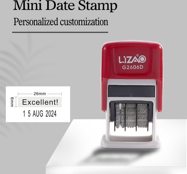 Individueller selbstfärbender Datumsstempel mit Signatur und Text für Lehrer in Rot - Bild 1