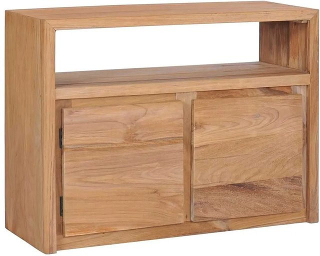vidaXL Sideboard aus Teak-Massivholz in Braun, rustikales Design, B/T/H: 80 x 30 x 60 cm - Bild 1