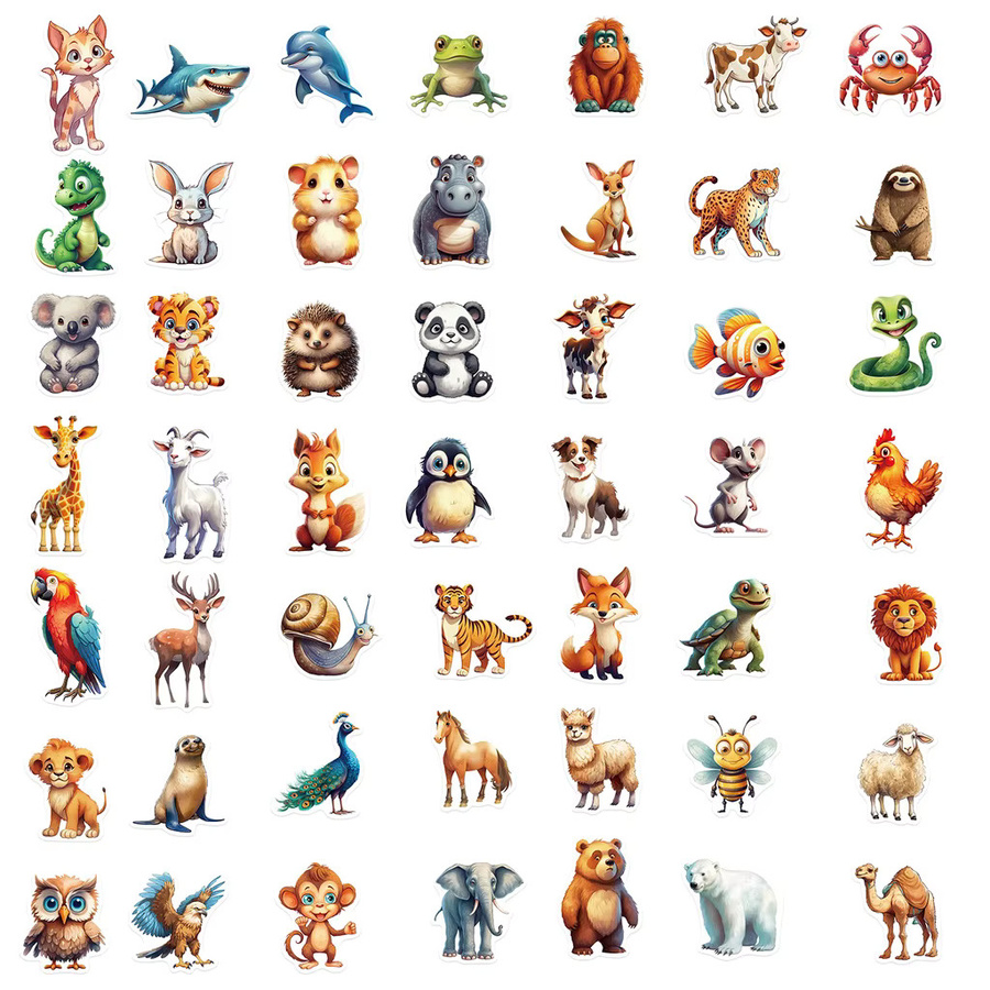 50 Stück wasserfeste Graffiti Aufkleber mit Tiermotiven in bunt von BulingBulingStickers Shop - Bild 2
