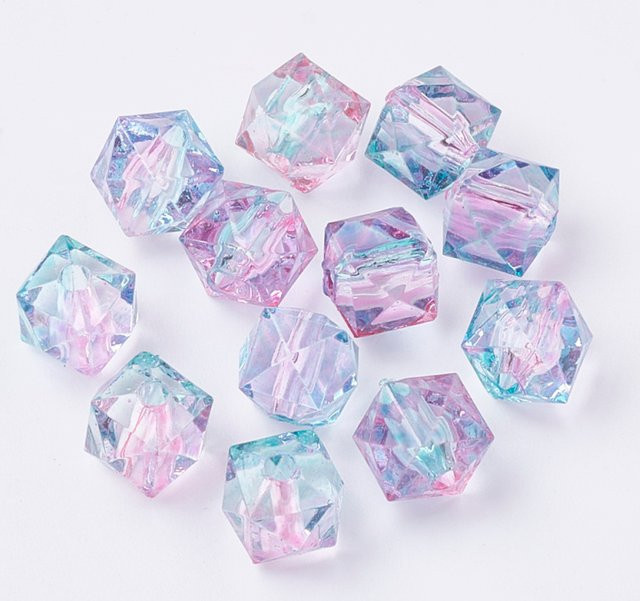 Acrylperlen, Polygon, Rosa, 7,5 x 8 x 8 mm - Bild 1