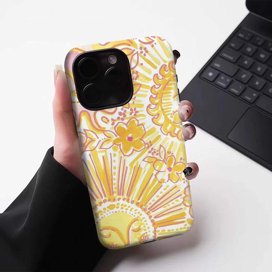 Potdemiel Magnetische Handyhülle Sunset Floral Swirl für iPhone 17 16 15 14 13 Pro Max Plus Tough Case Multicolor - Bild 3