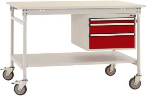 Manuflex BB5361.3003 BASIS mobiler Beistelltisch mit Melamin-Platte und Stahl-Unterbau, Farbe: Rubin-Rot, B/T/H: 100 x 80 x 85 cm - Bild 1