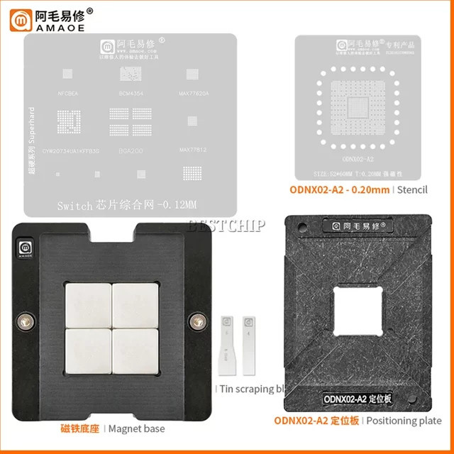 Amaoe ODNX02-A2 CPU BGA Reballing Schablone für Nintendo Switch zur IC Chip Lötvorrichtung und Zinn-Vorlage - Bild 1