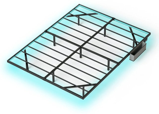okwish Metallbett in Schwarz mit LED-Unterbettbeleuchtung, USB-Ladeport und Ablagefächern für das Jugendzimmer, B/T: 160 x 200 cm - Bild 1