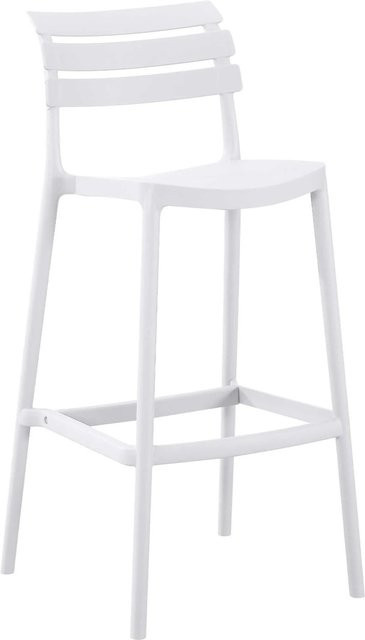 DELUKE Barhocker NILS mit Lehne aus Polypropylen in Weiß, B/T/H: 49 x 50 x 99 cm - Bild 1