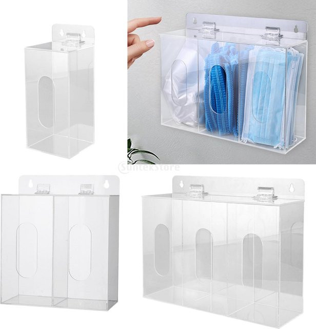 Transparenter Handschuhspender aus Acryl zur Wandmontage oder Tischaufstellung für Einweg-Handschuhe und Schuhüberzüge, B/T/H: 20,0 x 10,0 x 0,0 cm - Bild 1