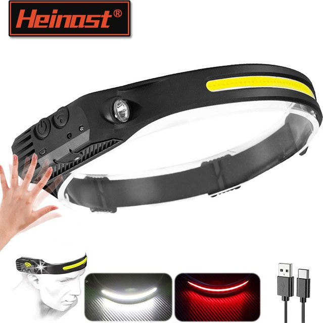 Heinast USB wiederaufladbarer LED COB Sensor Scheinwerfer in Schwarz für Camping und Angeln - Bild 1