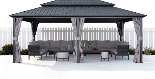 Purple Leaf Gartenpavillon mit Moskitonetz und verzinktem Stahl in Grau und Purple, B/T/H: 600 x 365 x 305 cm - Bild 1
