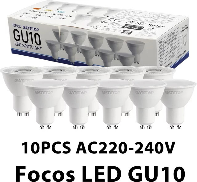 10er-Pack Gatetop GU10 LED-Spotlights 9W in Weiß mit wählbarer Farbtemperatur 3000K oder 6000K für 220V - Bild 1