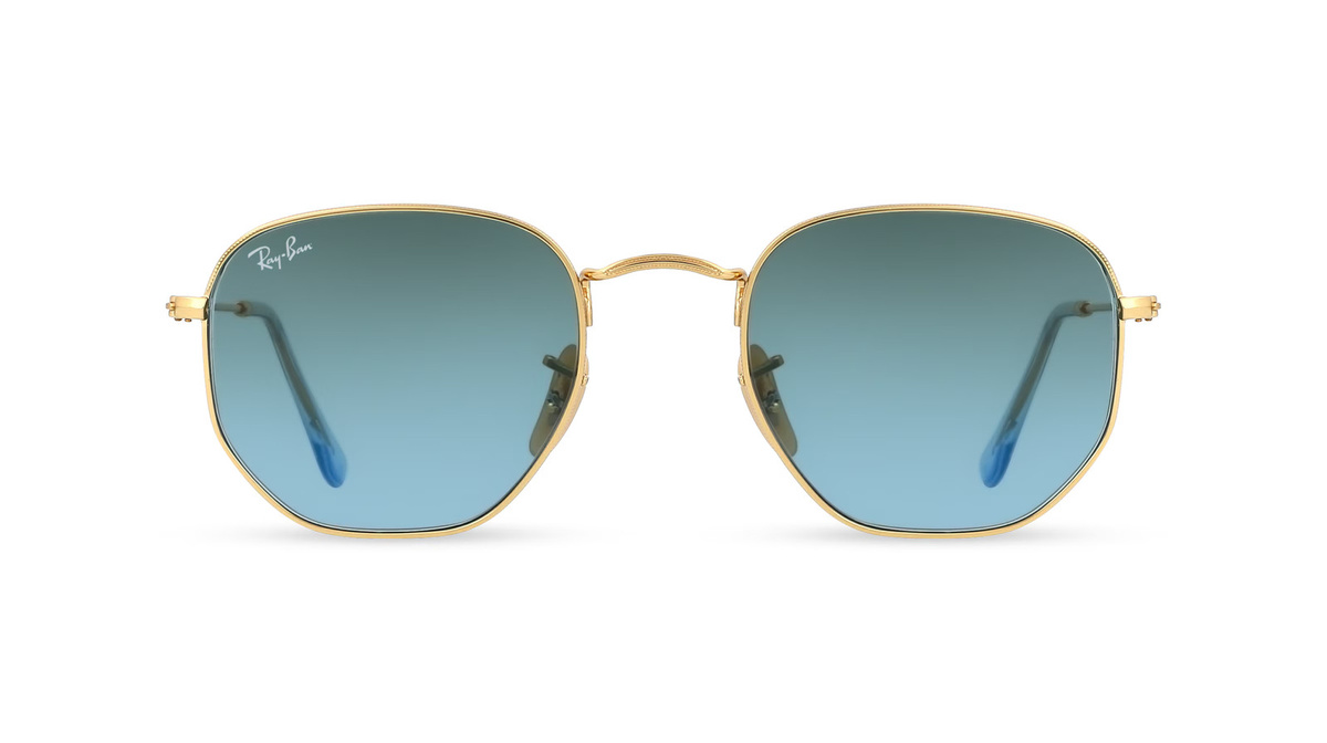 Ray-Ban RB 3548N Sonnenbrille Hexagonal, Vollrand, Edelstahl, Gold, Herren - Bild 1