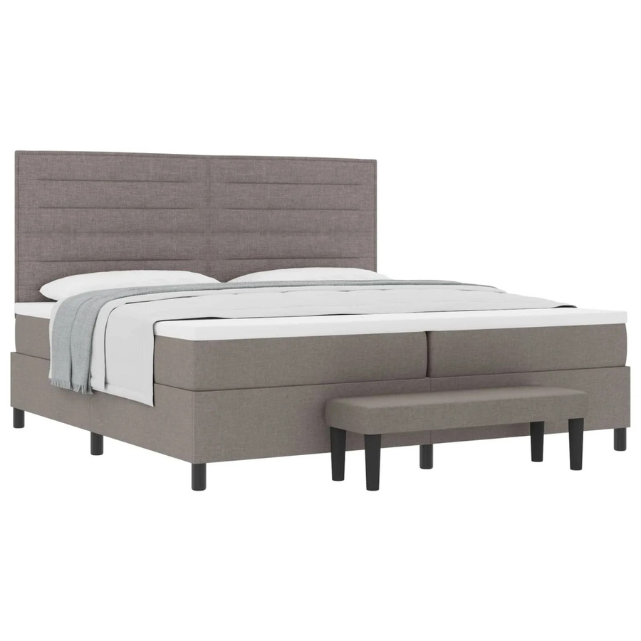 vidaXL Boxspringbett mit Matratze in Taupe, Hybrid-Konstruktion aus Federkern und Schaumstoff, Stoffbezug, B/T: 200 x 200 cm - Bild 2