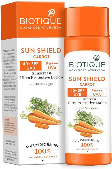 Biotique Bio Karotte Sonnenlotion LSF 40, 190 ml, Trockene & Empfindliche Haut - Bild 1