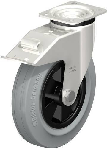 Blickle Lenkrolle LEX-VPP 200XR-1-FI-SG mit Feststeller, Edelstahl, Schwarz-Grau, Rad-Durchmesser: 200 mm, Tragfähigkeit: 205 kg - Bild 1