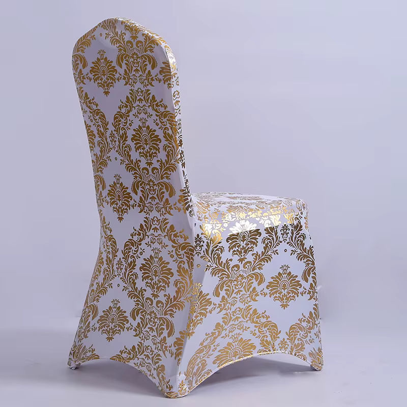 Tanmeluo Stuhlbezug aus Spandex und Lycra in Gold mit Musterdesign für Esszimmerstühle - Bild 2