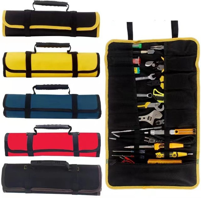 WOZOBUY Roll-Up Werkzeugtasche aus wasserdichtem Canvas in Orange mit 22 Taschen für Elektriker und Kunsthandwerk, B/H/T: 58,5 x 35,5 x 15,0 cm - Bild 1