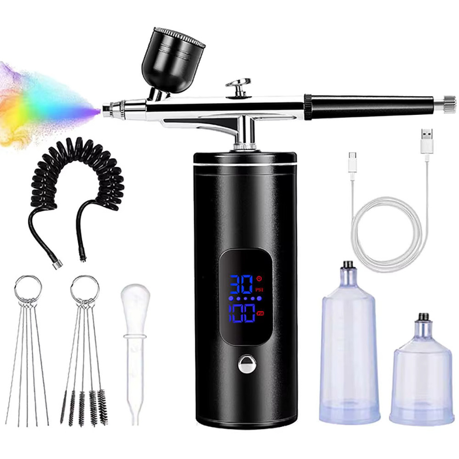 Tragbares Airbrush-Set mit Kompressor und Akku in Schwarz - Bild 6