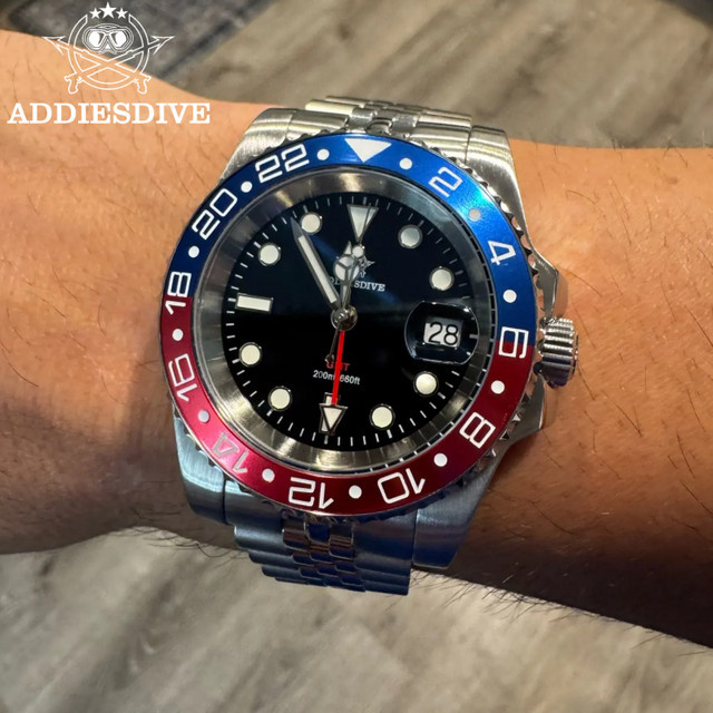 ADDIESDIVE Herrenuhr, Quarz, Edelstahl, Schwarz, 20 ATM - Bild 1