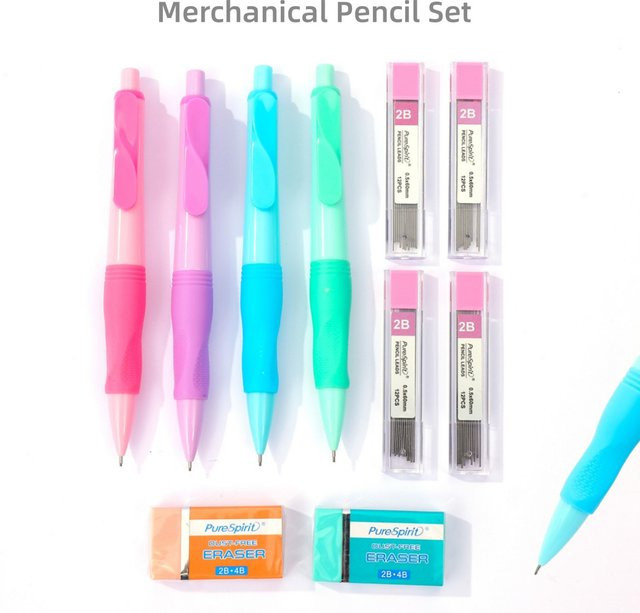 10-teiliges Druckbleistift-Set von purespirit in Mehrfarben mit 2B Mine und Minenstärken 0,5 mm, 0,7 mm und 2,0 mm zum Zeichnen und Schreiben - Bild 1