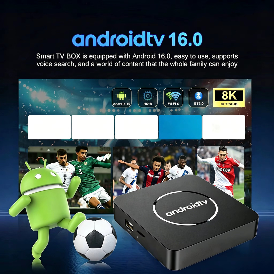 Android TV Box Q10 mit Android 16, Dual WiFi 2,4G & 5G, Google Voice, 4GB RAM, 64GB/128GB ROM, Media Player für 8K und 4K Video, Schwarz - Bild 2