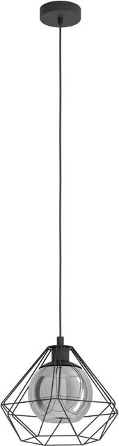 Eglo Pendelleuchte Vernham Schwarz mit Rauchglas und Diamantform, Durchmesser: 32,5 cm, Höhe: 110 cm - Bild 1