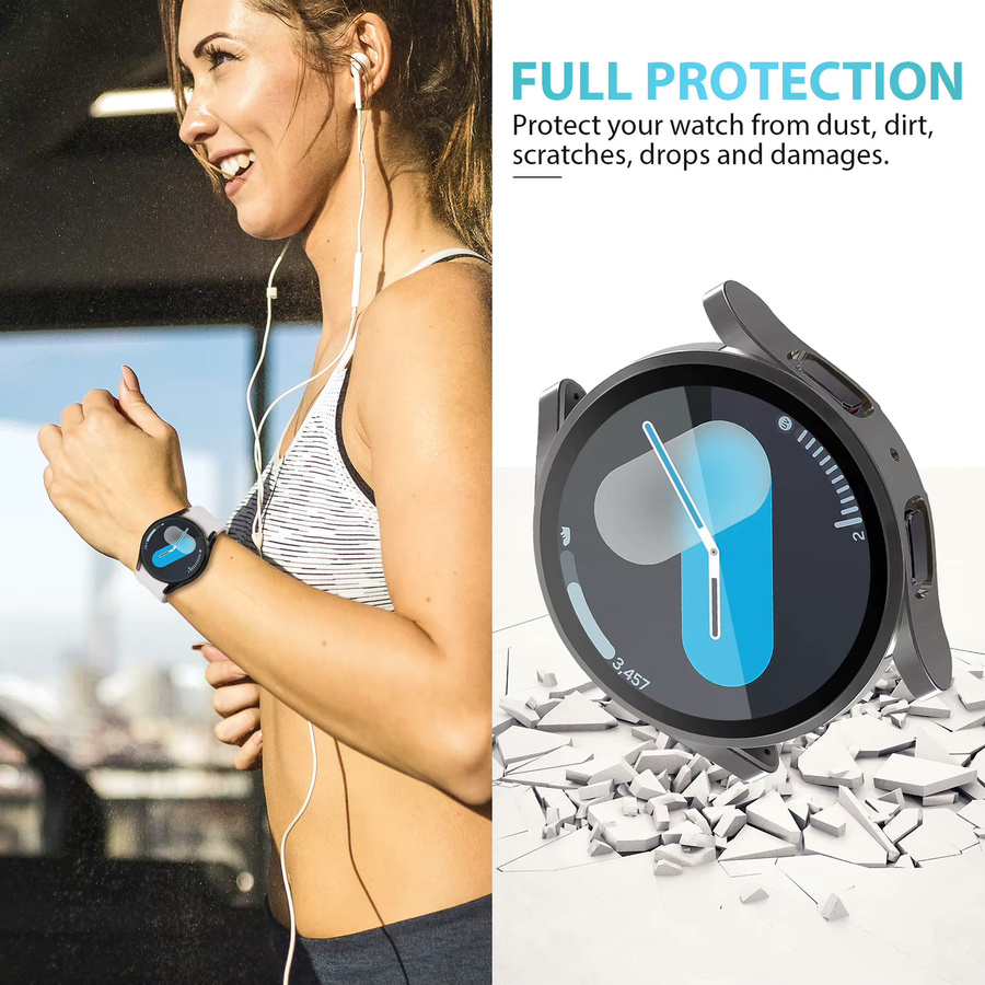 Displayschutzfolie und Stoßstangenschale aus weichem TPU für Samsung Galaxy Watch 7 (44 mm / 40 mm) und Galaxy Watch FE in Gold oder Schwarz - Bild 3
