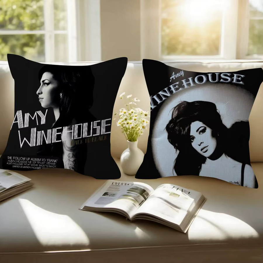Dekoratives Kissen mit Amy Winehouse Album Motiv von kayoom in Schwarz, B/T: 45 x 45 cm - Bild 2