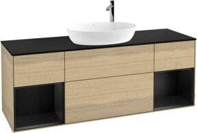 V&B Waschtischunterschrank Finion in Blau mit Eichenregal, Breite: 160 cm - Bild 1